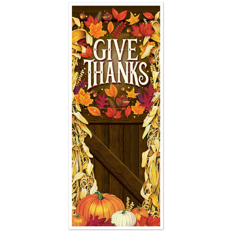 Give Thanks Door Cover – 6' x 30" – (1/Pkg) by Beistle for Thanksgiving and fall Door Covers