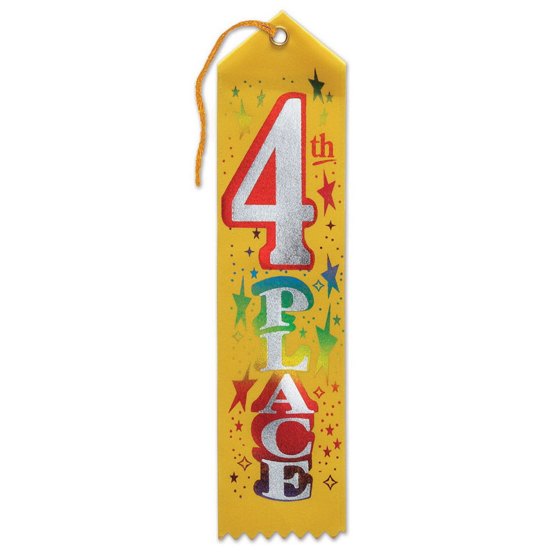 "4th" Place Award Ribbon – 2" x 8" by Beistle for Sports Award Ribbons