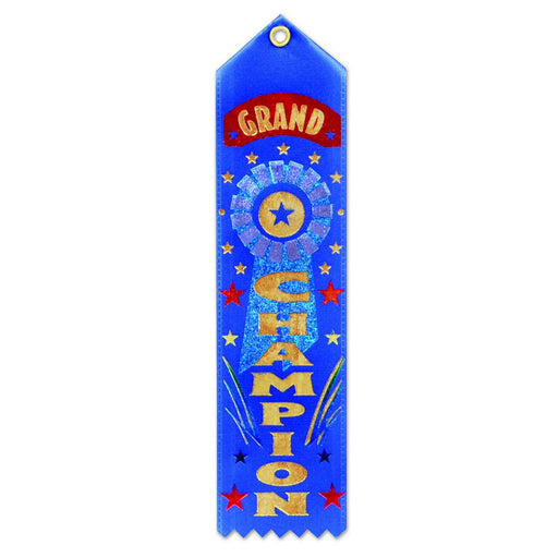 Grand Champion Award Ribbon – 2" x 8" by Beistle for Sports Award Ribbons