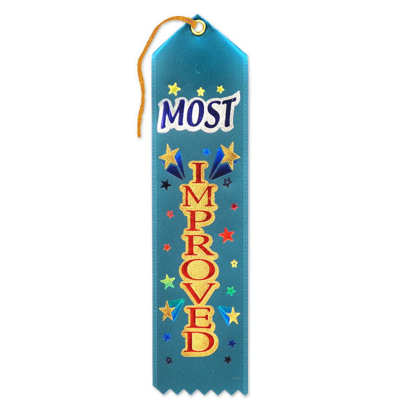 Most Improved Award Ribbon – 2" x 8" by Beistle for Educational Award Ribbons