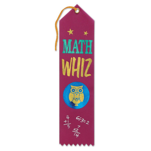 Math Whiz Award Ribbon – 2" x 8" by Beistle for Educational Award Ribbons