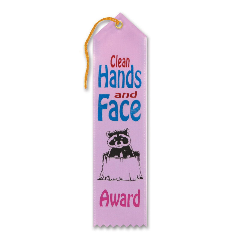 Clean Hands & Face Award Ribbon – 2" x 8" by Beistle for Educational Award Ribbons