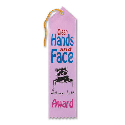 Clean Hands & Face Award Ribbon – 2" x 8" by Beistle for Educational Award Ribbons