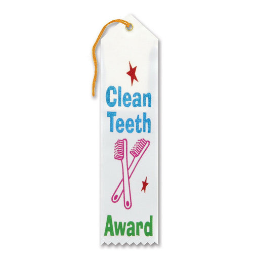 Clean Teeth Award Ribbon – 2" x 8" by Beistle for Educational Award Ribbons