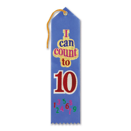 I Can Count To Ten Award Ribbon – 2" x 8" by Beistle for Educational Award Ribbons
