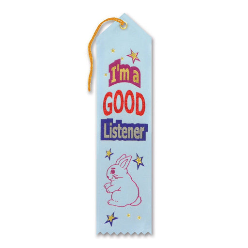 I'm A Good Listener Award Ribbon – 2" x 8" by Beistle for Educational Award Ribbons