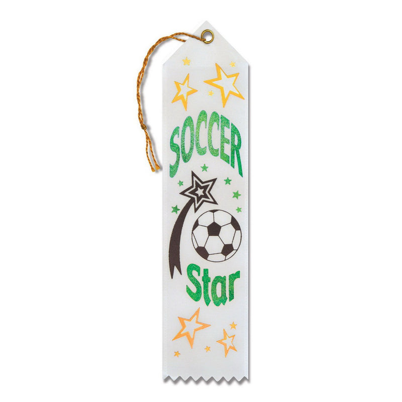 Soccer Star Award Ribbon – 2" x 8" by Beistle for Sports Award Ribbons
