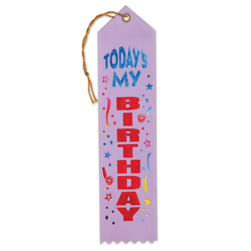 Today's My Birthday Award Ribbon – 2" x 8" by Beistle Award Ribbons