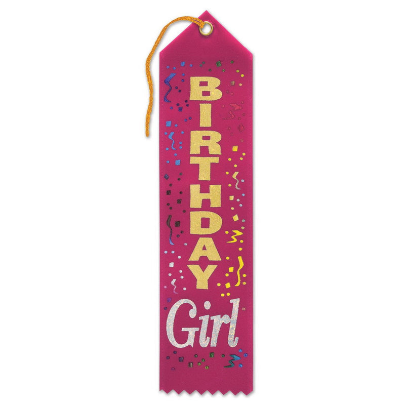 Birthday Girl Award Ribbon – 2" x 8" by Beistle Award Ribbons
