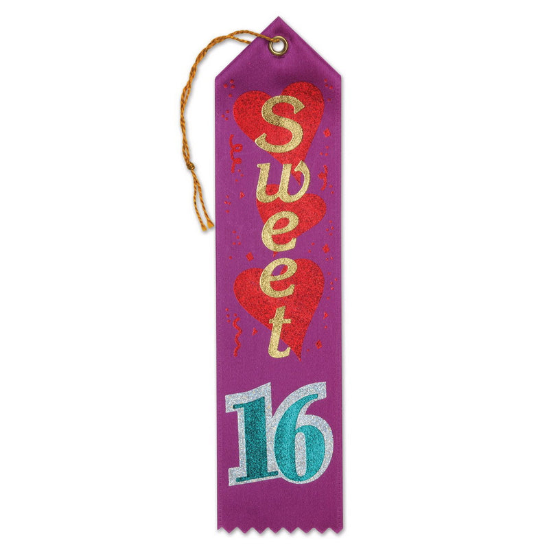 Sweet Sixteen Award Ribbon – 2" x 8" by Beistle for Sweet 16 Award Ribbons