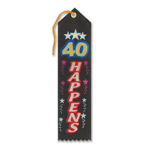 40 Happens Award Ribbon – 2" x 8" by Beistle for Over-The-Hill Award Ribbons