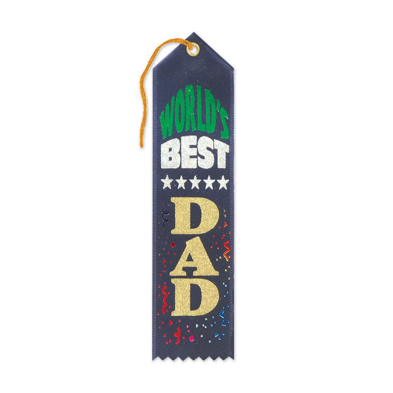 World's Best Dad Award Ribbon – 2" x 8" by Beistle for Mothers and Fathers Day Award Ribbons
