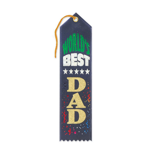 World's Best Dad Award Ribbon – 2" x 8" by Beistle for Mothers and Fathers Day Award Ribbons