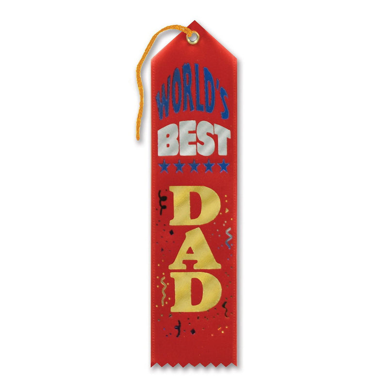 World's Best Dad Award Ribbon – 2" x 8" by Beistle for Mothers and Fathers Day Award Ribbons