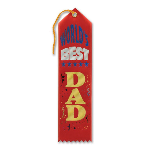 World's Best Dad Award Ribbon – 2" x 8" by Beistle for Mothers and Fathers Day Award Ribbons