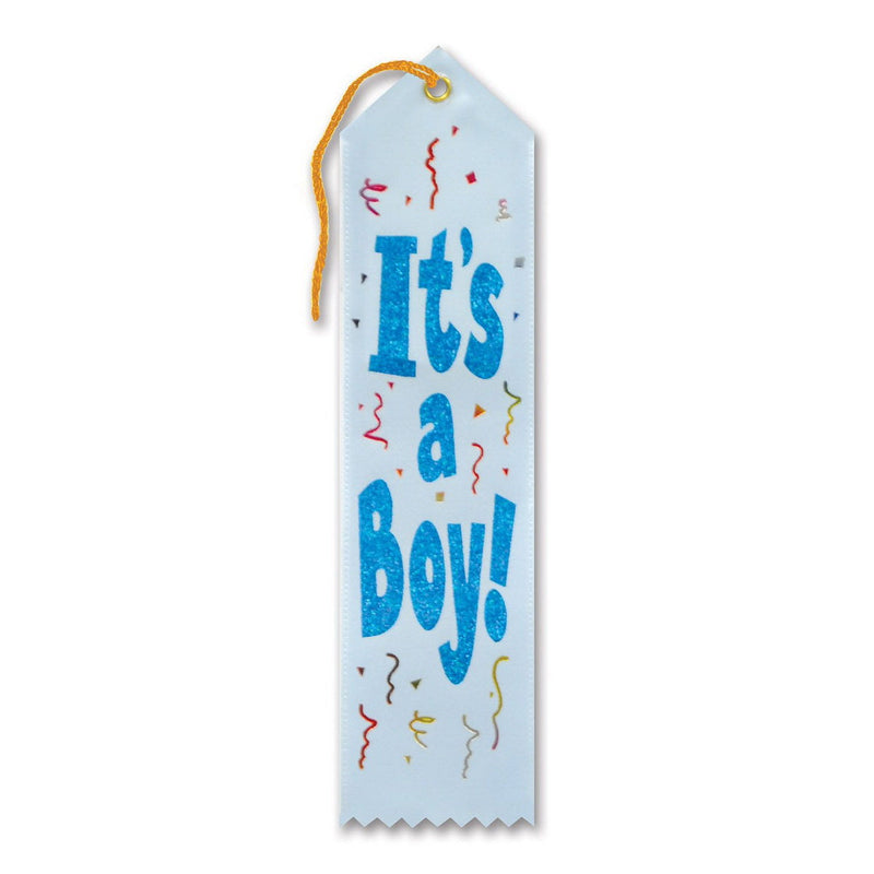 It's A Boy! Award Ribbon – 2" x 8" by Beistle for Baby Shower Award Ribbons
