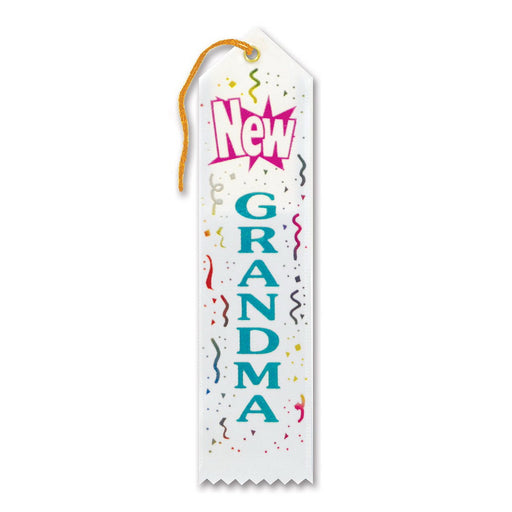 New Grandma Award Ribbon – 2" x 8" by Beistle for Baby Shower Award Ribbons