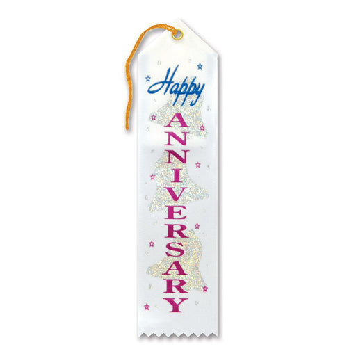 Happy Anniversary Award Ribbon – 2" x 8" by Beistle for Wedding Award Ribbons