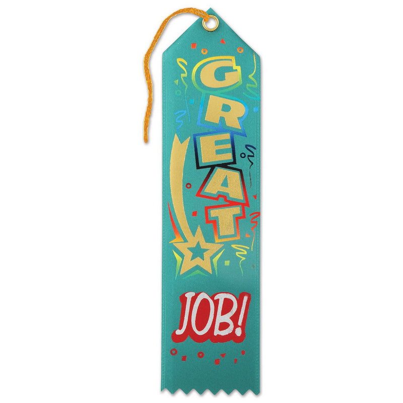 Great Job! Award Ribbon – 2" x 8" by Beistle for Educational Award Ribbons