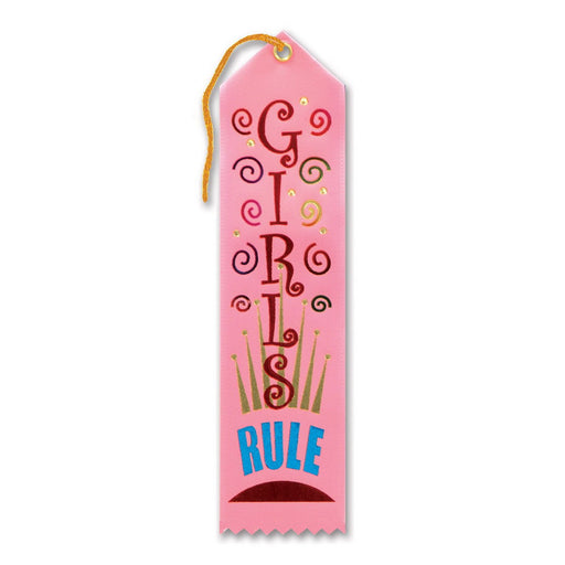 Girls Rule Award Ribbon – 2" x 8" by Beistle for General occasion Award Ribbons