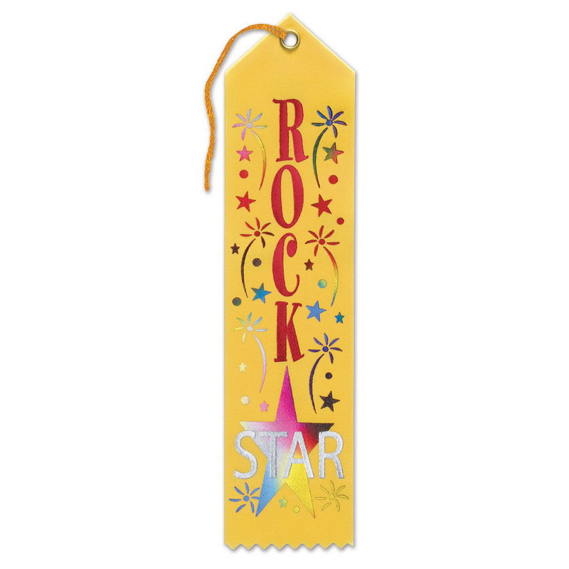 Rock Star Award Ribbon – 2" x 8" by Beistle for General occasion Award Ribbons