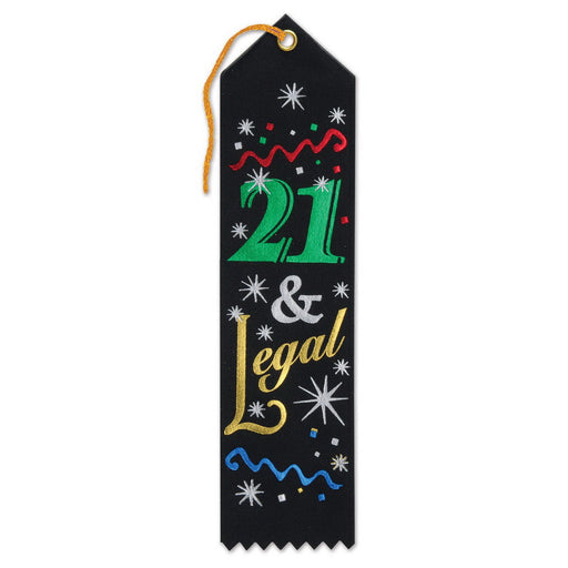 21 & Legal Award Ribbon – 2" x 8" by Beistle for 21st Birthday Award Ribbons