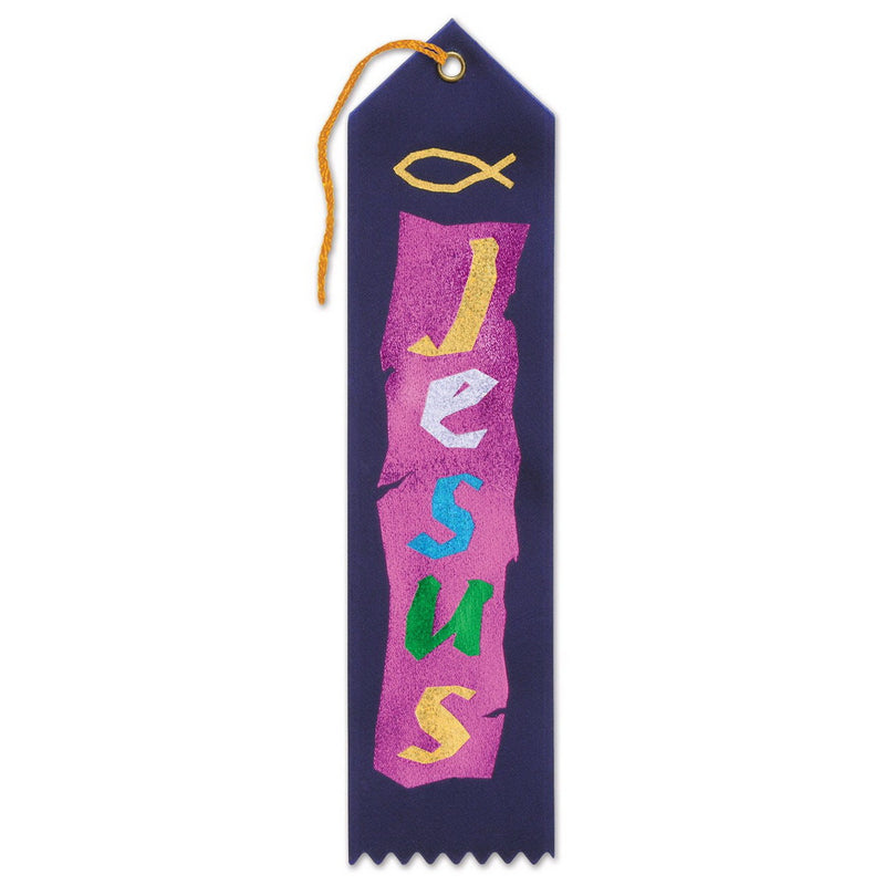 Jesus Ribbon – 2" x 8" by Beistle for Religious Award Ribbons