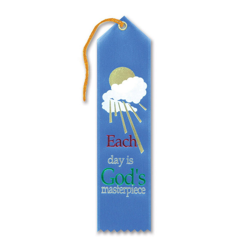 Each Day Is God's Masterpiece Ribbon – 2" x 8" by Beistle for Religious Award Ribbons