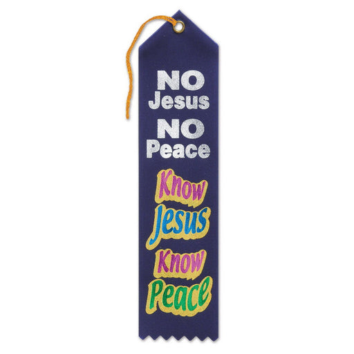 Know Jesus Know Peace Ribbon – 2" x 8" by Beistle for Religious Award Ribbons