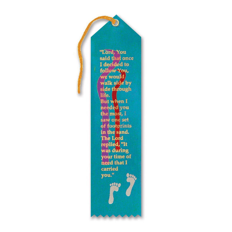 Footprints In The Sand Ribbon – 2" x 8" by Beistle for Religious Award Ribbons