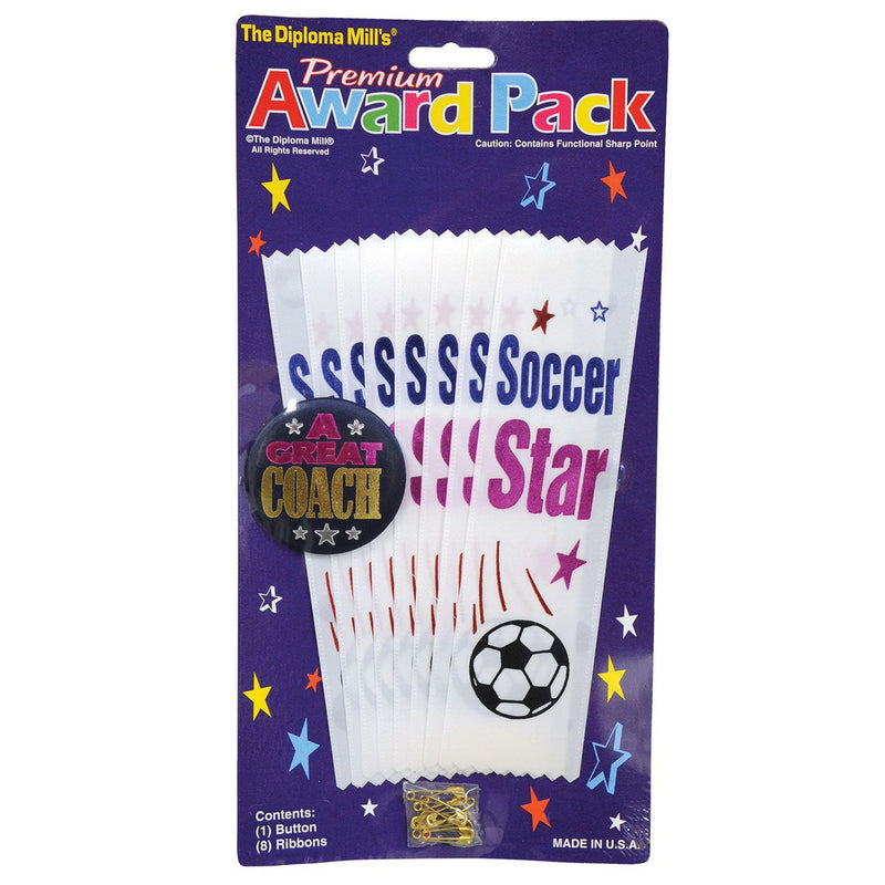 Soccer Award Pack – Asstd – (9/Pkg) by Beistle Award Ribbons