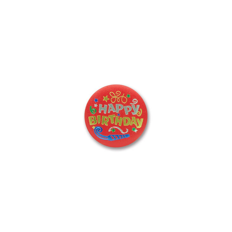 Happy Birthday Satin Button – 2" – (1/Card) by Beistle Satin Buttons