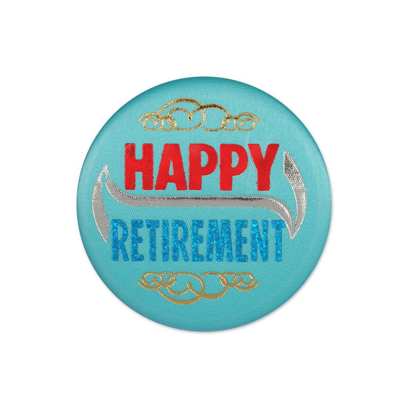 Happy Retirement Satin Button – 2" – (1/Card) by Beistle Satin Buttons