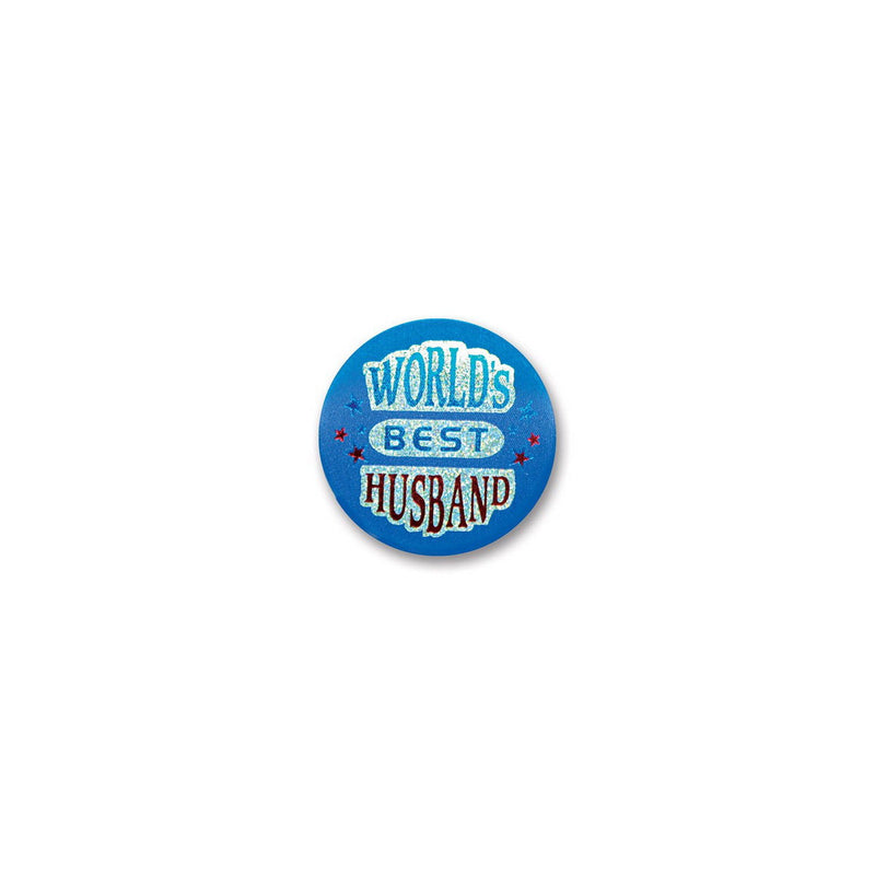 World's Best Husband Satin Button – 2" – (1/Card) by Beistle for Mothers and Fathers Day Satin Buttons