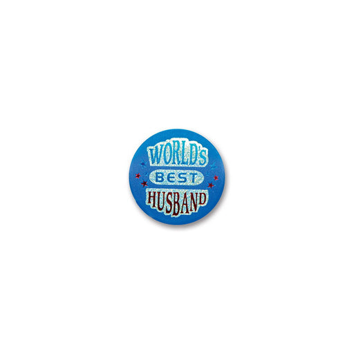 World's Best Husband Satin Button – 2" – (1/Card) by Beistle for Mothers and Fathers Day Satin Buttons