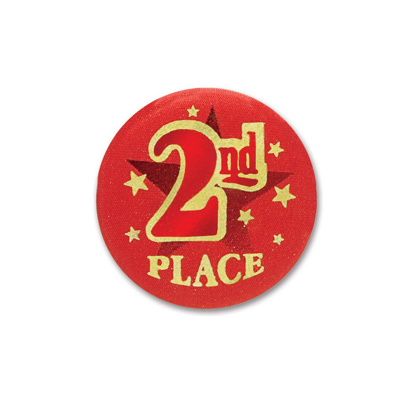 "2nd" Place Satin Button – 2" – (1/Card) by Beistle for Sports Satin Buttons