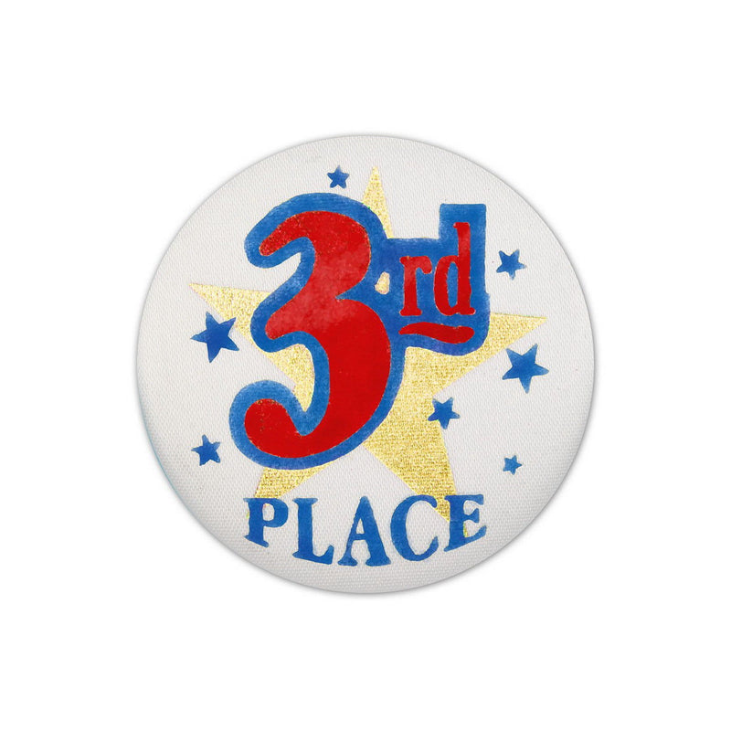 "3rd" Place Satin Button – 2" – (1/Card) by Beistle for Sports Satin Buttons