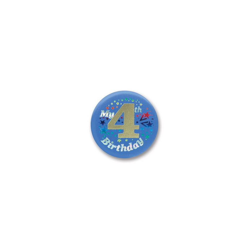 My "4th" Birthday Satin Button – 2" – (1/Card) by Beistle for Age-specific birthday Satin Buttons