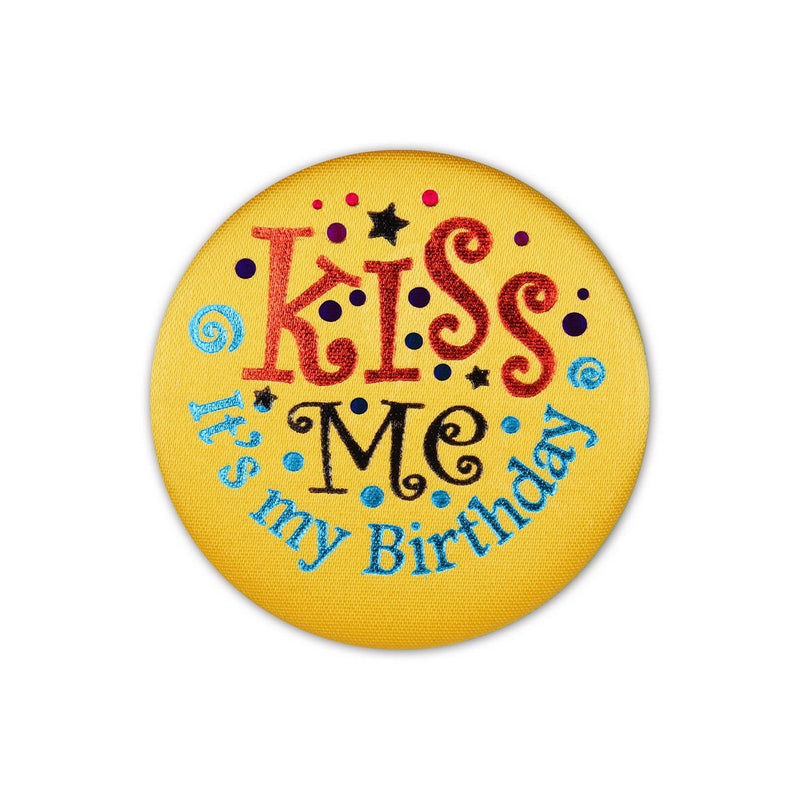 Kiss Me It's My Birthday Satin Button – 2" – (1/Card) by Beistle Satin Buttons