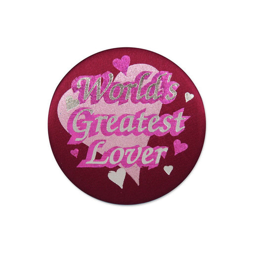 World's Greatest Lover Satin Button – 2" – (1/Card) by Beistle for Valentines Satin Buttons