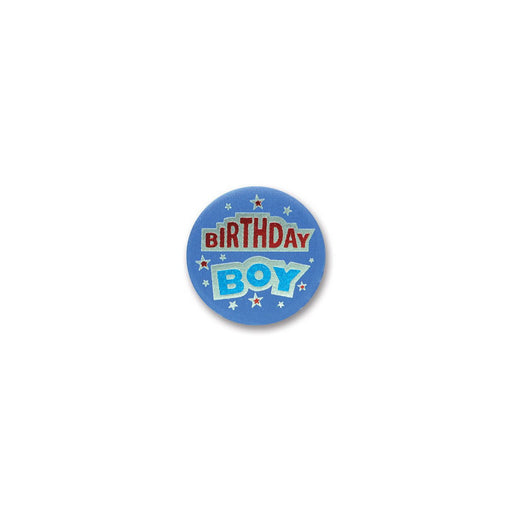 Birthday Boy Satin Button – 2" – (1/Card) by Beistle Satin Buttons