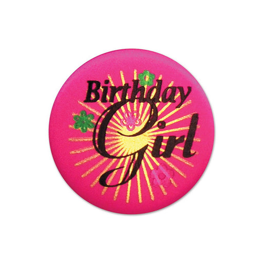 Birthday Girl Satin Button – 2" – (1/Card) by Beistle Satin Buttons