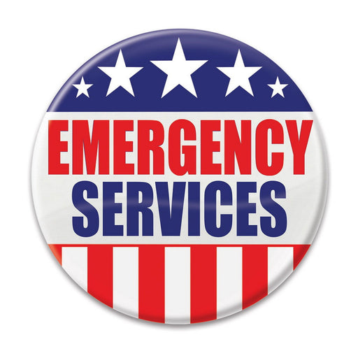 Emergency Services Button – 2" – (1/Card) by Beistle for Patriotic Printed Buttons