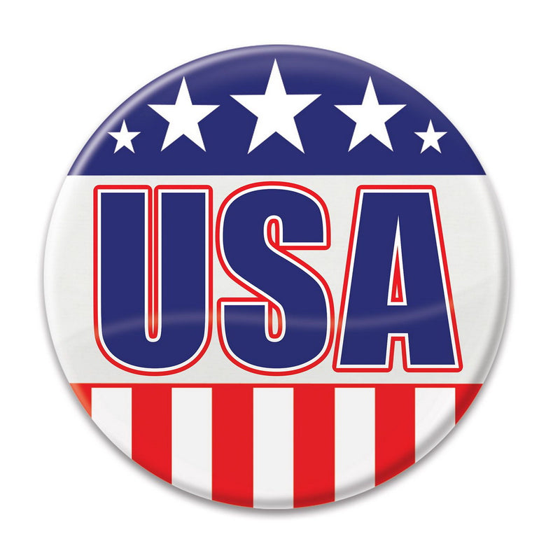 USA Button – 2" – (1/Card) by Beistle for Patriotic Printed Buttons