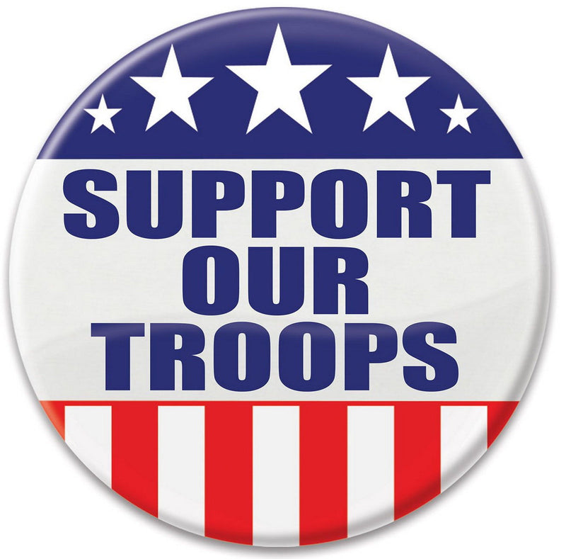 Support Our Troops Button – 2" – (1/Card) by Beistle for Patriotic Printed Buttons