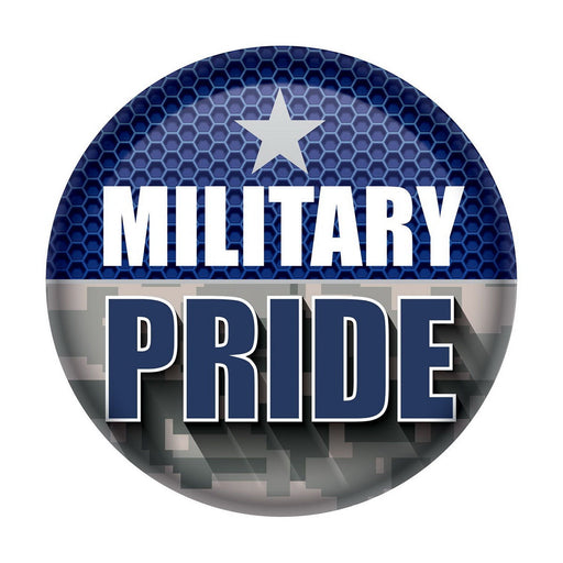 Military Pride Button – 2" – (1/Card) by Beistle for Patriotic Printed Buttons