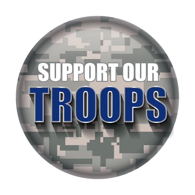 Support Our Troops Button – 2" – (1/Card) by Beistle for Patriotic Printed Buttons