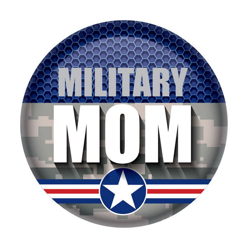 Military Mom Button – 2" – (1/Card) by Beistle for Patriotic Printed Buttons