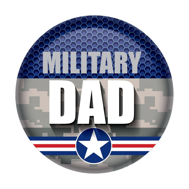 Military Dad Button – 2" – (1/Card) by Beistle for Patriotic Printed Buttons