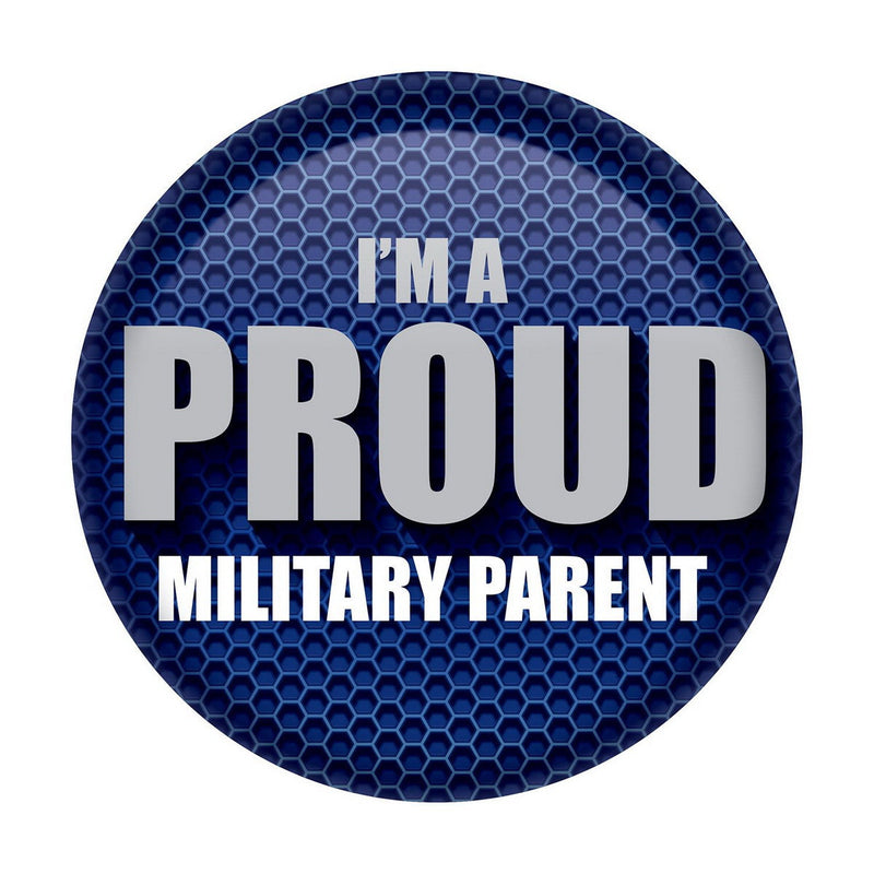 I'm A Proud Military Parent Button – 2" – (1/Card) by Beistle for Patriotic Printed Buttons